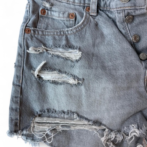 Zara Blue Jean Shorts Distressed Raw Hem - Picture 3 of 4
